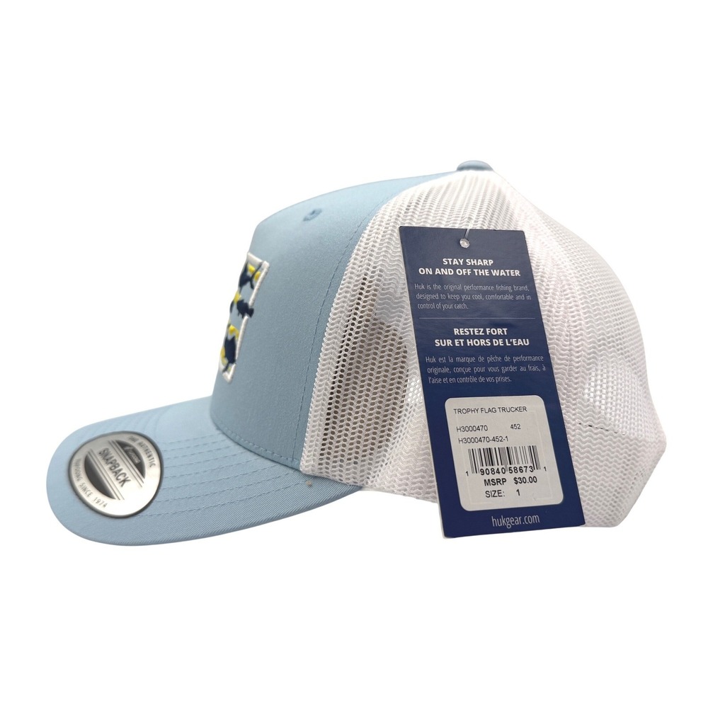 Huk Trophy Flag Trucker Hat Mens OSFA Blue New Fishing SnapBack H3000470-452-1 - Picture 6 of 11